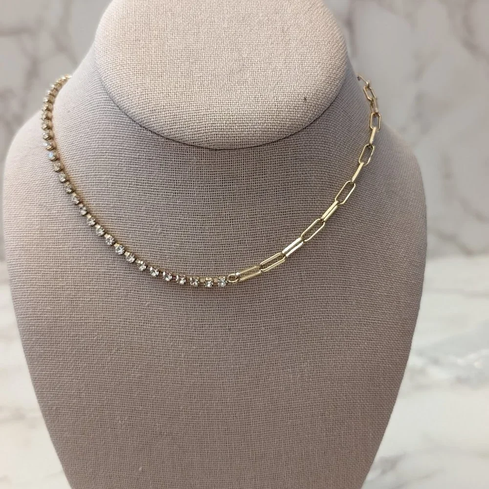 J.Crew Factory Crystal and Gold Layering Necklace - Picture 4 of 8